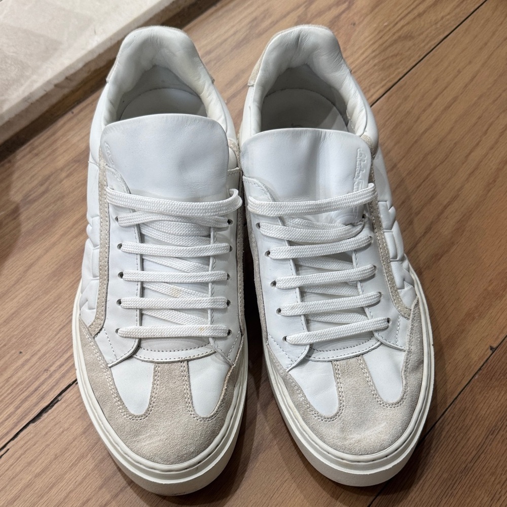 Salvatore Ferragamo White and Cream Sneakers